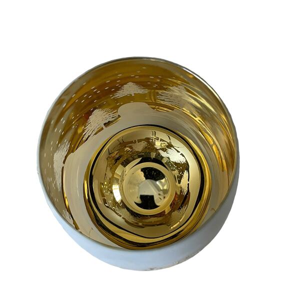 Christmas Frosted Stemless Wine Glasses 18oz Set of 2 Gold & Silver Holiday Glam - Picture 3 of 10